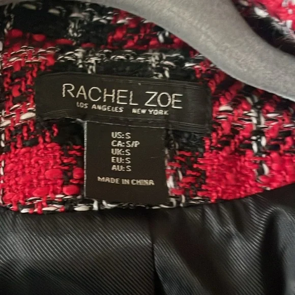 Rachel Zoe red plaid tweed skirt suit - Picture 3 of 5